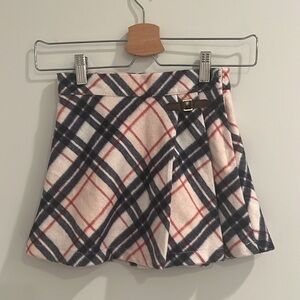 NWT Janie & Jack Equestrian Buckle Brushed Pink Plaid Pleated Skirt Girls Size 6